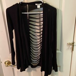Black distressed cardigan. Size large.